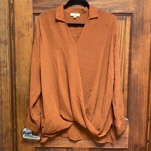 Entro Rust Orange Draped Blouse